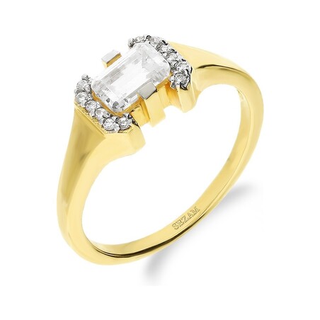 Pierścionek złoty z cyrkonią prostokątną nr DJ PREMIUM55-272M próba 585