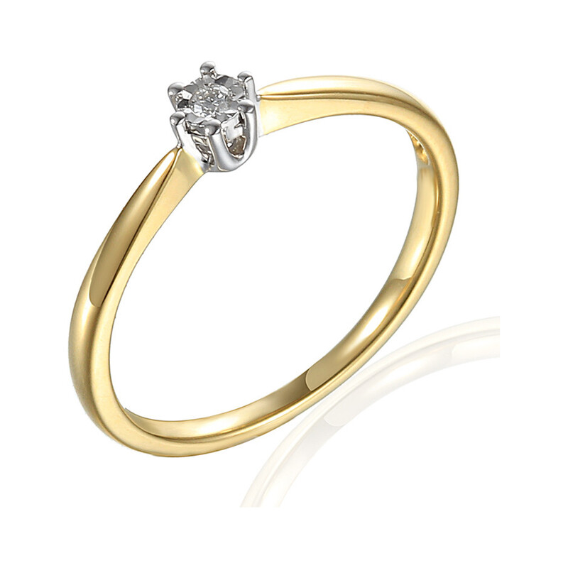 Pierścionek zaręczynowy  SOLITER z diamentem nr AW 70211 YW-0,09 próba 585