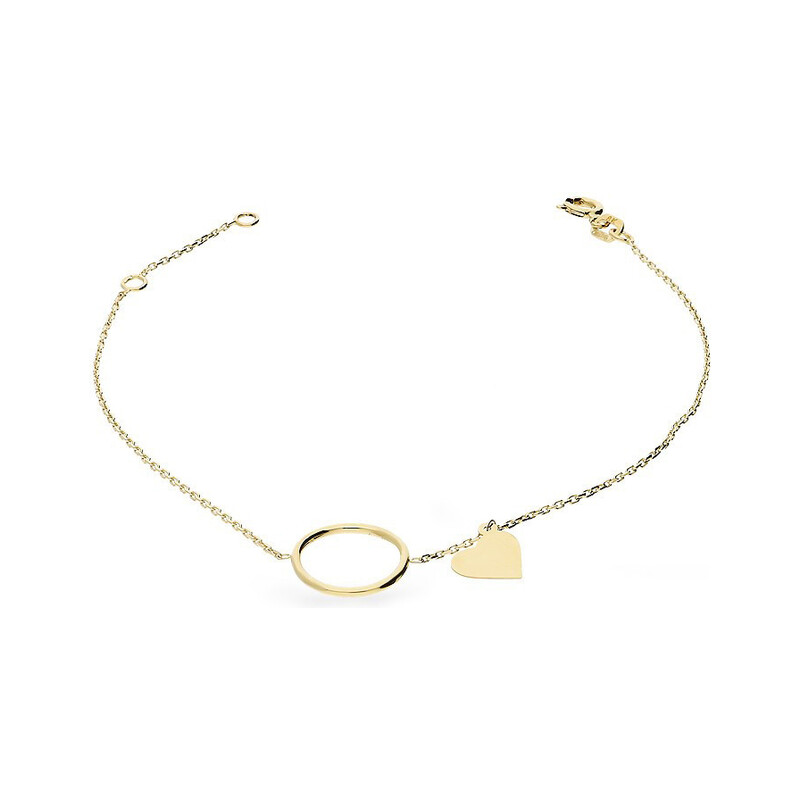 Bransoleta złota kółko ramka+serce wiszące nr MZ T23-TBB-1 próba 375