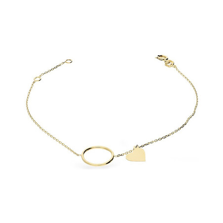 Bransoleta złota kółko ramka+serce wiszące nr MZ T23-TBB-1 próba 375