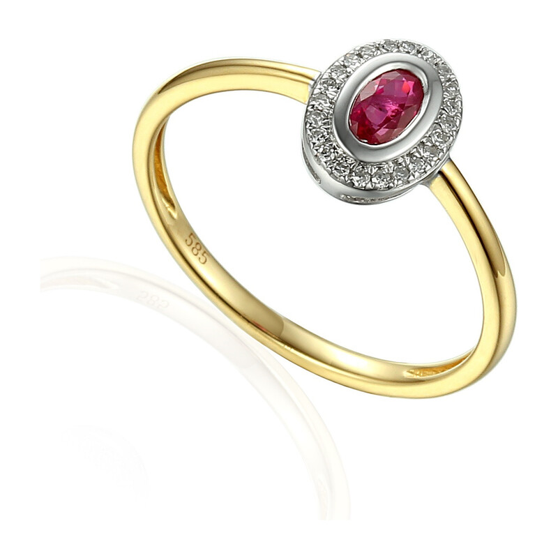 Zawieszka rubin 0,32ct bryl 0,050ct AW 46623 YW-RU owal Markiza próba 585