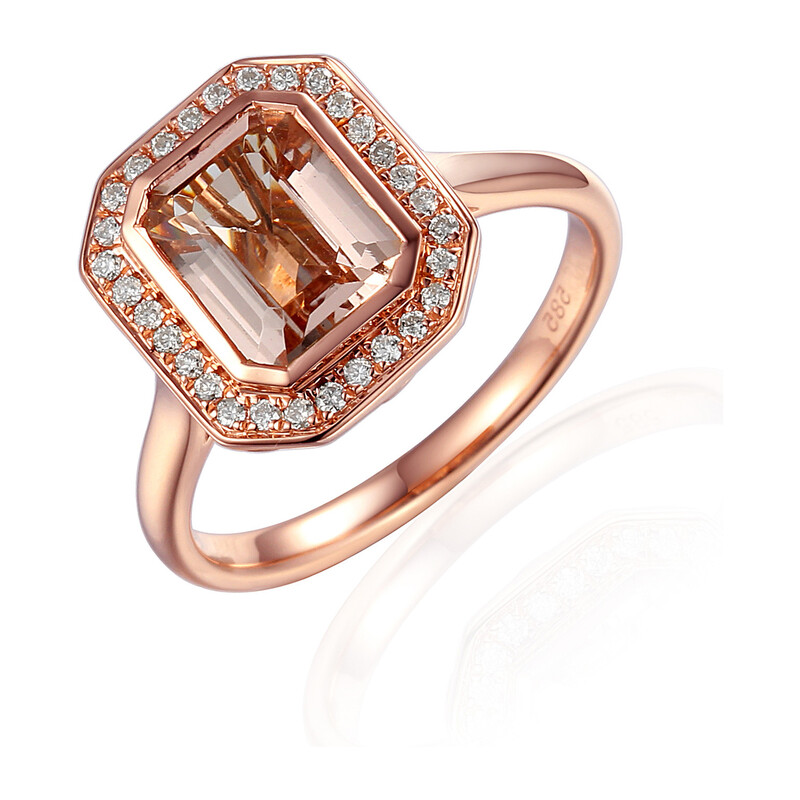 Pierścionek zaręczynowy kolekcja Wiktorii z diamentami i morganitem