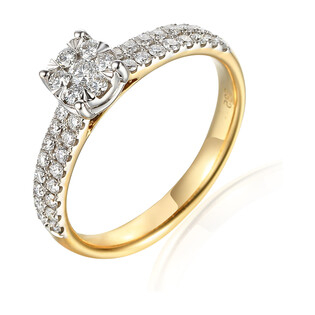 Pierścionek złoty z diamentami AW 62762 YW próba 585