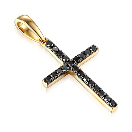 Krzyżyk Line z czarnymi brylantami AW 43356 Y próba 585