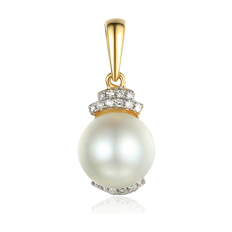 Zawieszka złota z perłą i diamentami AW 36880 Y perła Laurel próba 585