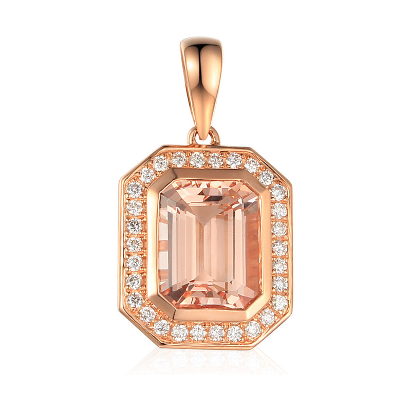 Zawieszka z różowego złota z diamentami i morganitem kolekcja Wiktorii