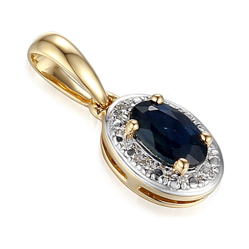 Złota Zawieszka z Szafirem i Brylantami Markiza - JubilerSezam.pl