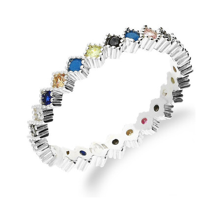 Pierścionek srebrny obrączka kolorowe cyrkonie nr A0 FIR1_1 próba 925