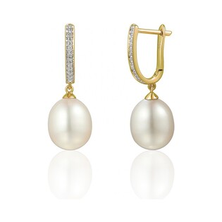 Kolczyki złote z diamentami i perłami