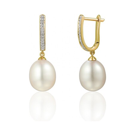 Kolczyki złote z diamentami i perłami