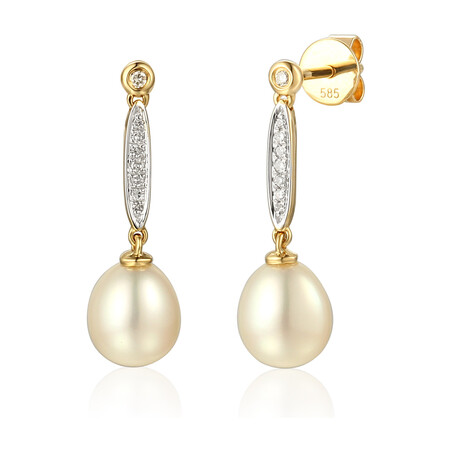 Kolczyki złote z diamentami i perła AW 57583 Y Line próba 585