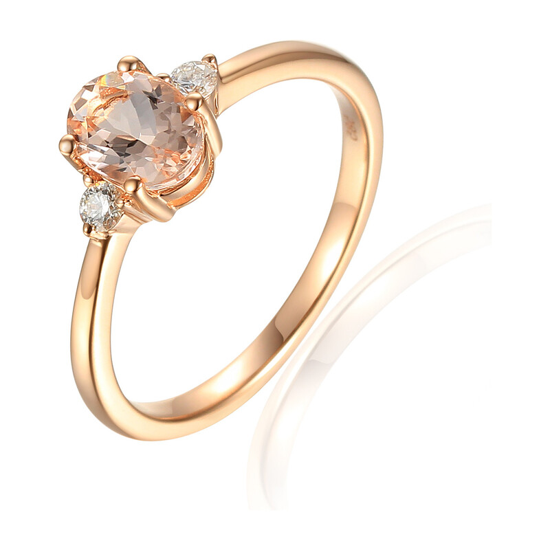 Pierścionek złoty z diamentami i morganitem AW 37303 R próba 585