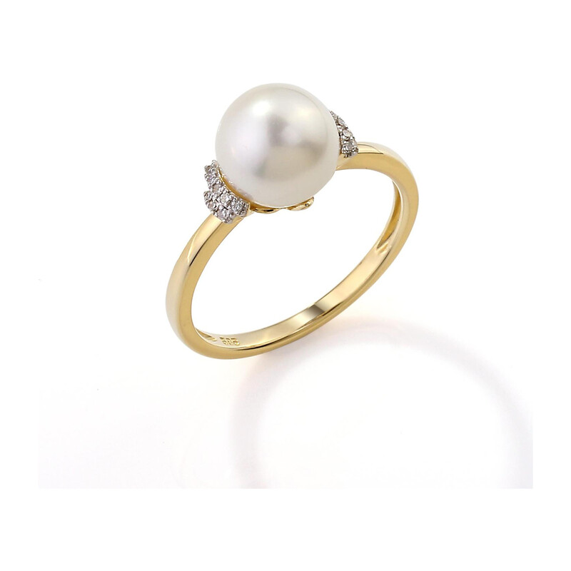 Pierścionek z diamentami i perłą AW 36880 Y perła Laurel próba 585