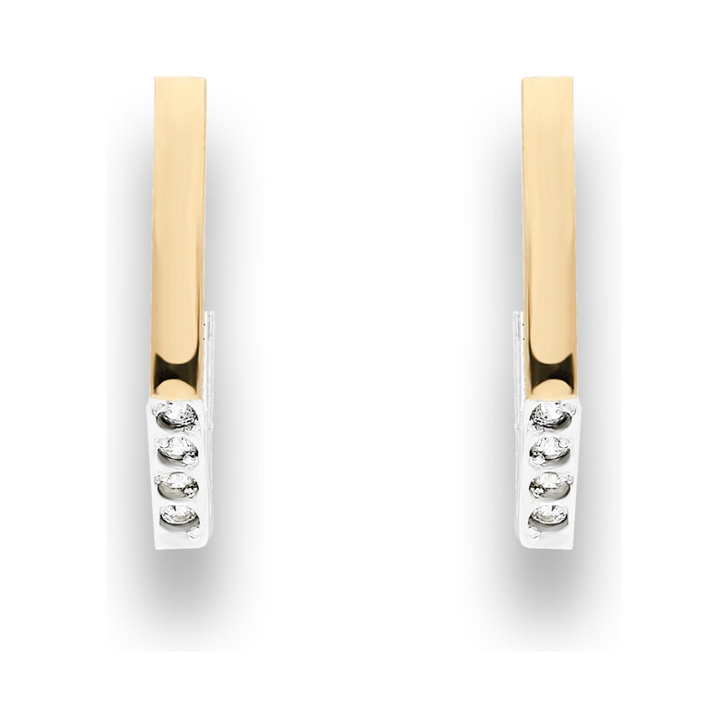 Kolczyki srebrne ze złotą blaszką w kształcie pałki nr C 621_AU375 blaszka rose