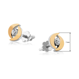 Kolczyki srebrne ze złotą blaszką i cyrokonią DC 401_AU375 blaszka rose