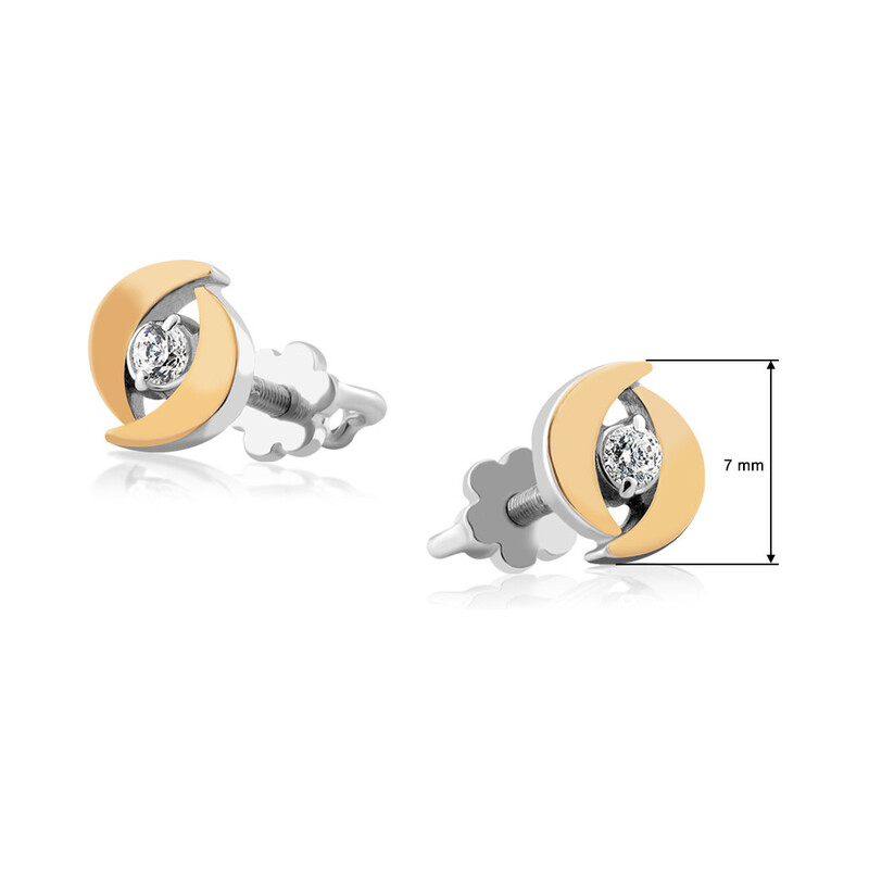 Kolczyki srebrne z złotą blaszką i cyrokonią DC 401_AU375 blaszka rose