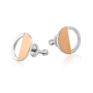 Kolczyki srebrne ze złotą blaszką w kształcie koła 3D nr  DC 661_AU375 blaszka rose