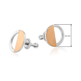 Kolczyki srebrne ze złotą blaszką w kształcie koła 3D nr  DC 661_AU375 blaszka rose