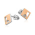 Kolczyki srebrne ze złotą blaszką w kształcie kwadratu z cyrkonią DC 669_AU375 blaszka rose