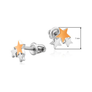 Kolczyki srebrne ze złotą blaszką w kształcie stopniowanych gwiazdek DC 574_AU375 blaszka rose