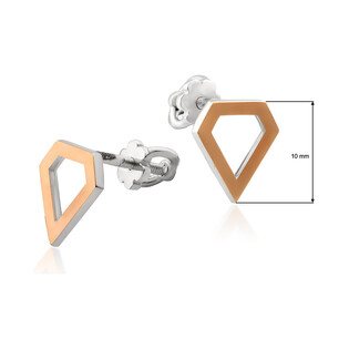 Kolczyki srebrne ze złotą blaszką w kształcie diamentu DC 549_AU375 blaszka rose