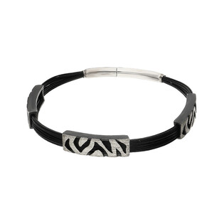 Bransoleta srebrna z zebrą i czarnymi linkami nylonowymi nr AG ARTIS A.Głodowski 271 próba 925