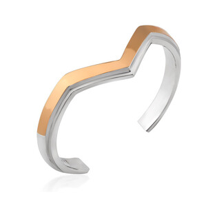 Pierścionek srebrny otawrty w szpic ze złotą blaszką DC 605_AU375 blaszka rose