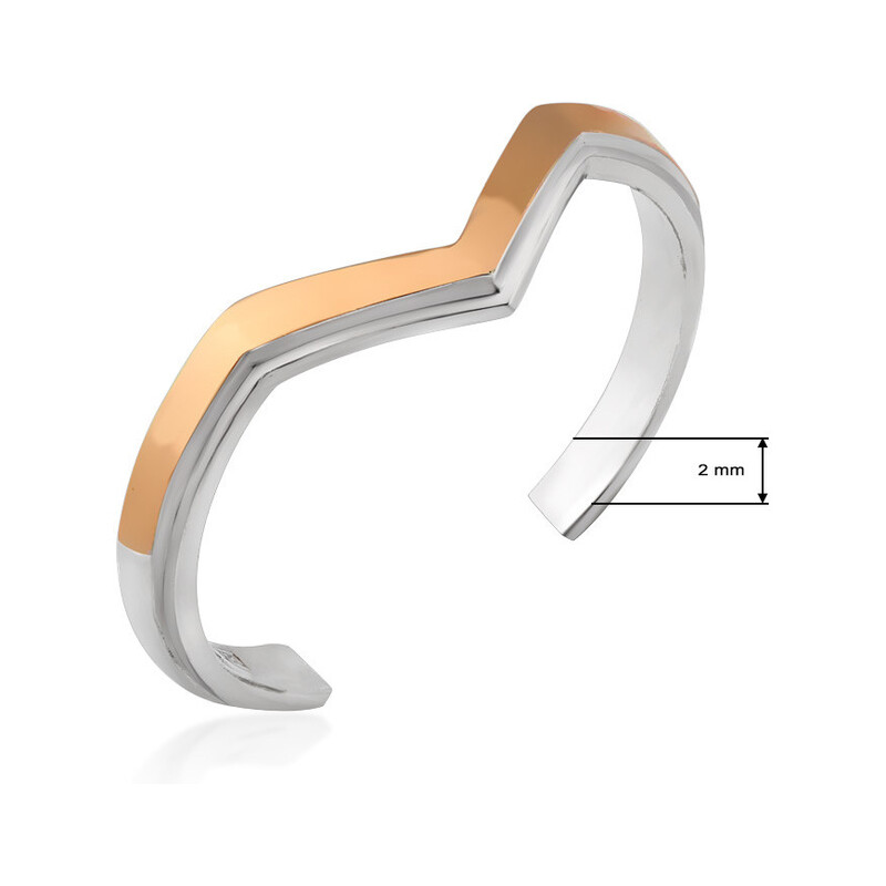 Pierścionek srebrny otawrty w szpic ze złotą blaszką DC 605_AU375 blaszka rose