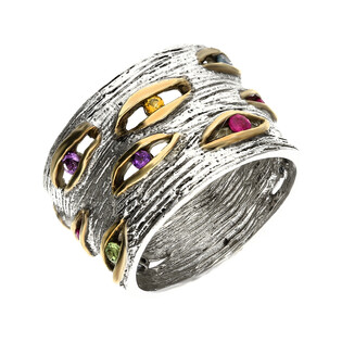 Pierścionek srebrny z kamieniami naturalnymi ARTIS G.KABIRSKI GA R004 RUBIN+AMETYST+CYTRYN+SZA próba 925
