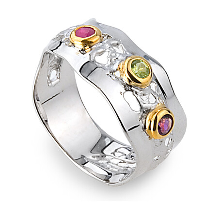 Pierścionek srebrny z kamieniami naturalnymi ARTIS G.KABIRSKI GA R161 PERYDOT RUBIN AMETYST próba 925