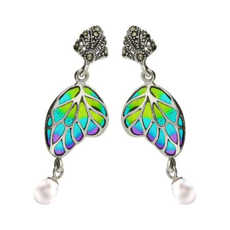 Kolczyki skrzydło motyla z perłą SR 251 próba 925