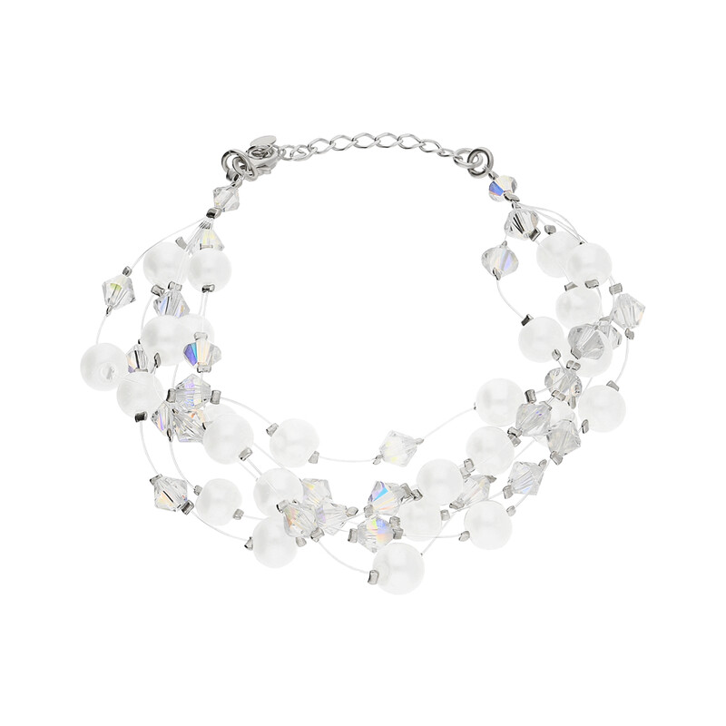 Bransoleta srebrna GRACE z kryształami Swarovskiego i perłami RD 3 383-1 perła próba 925