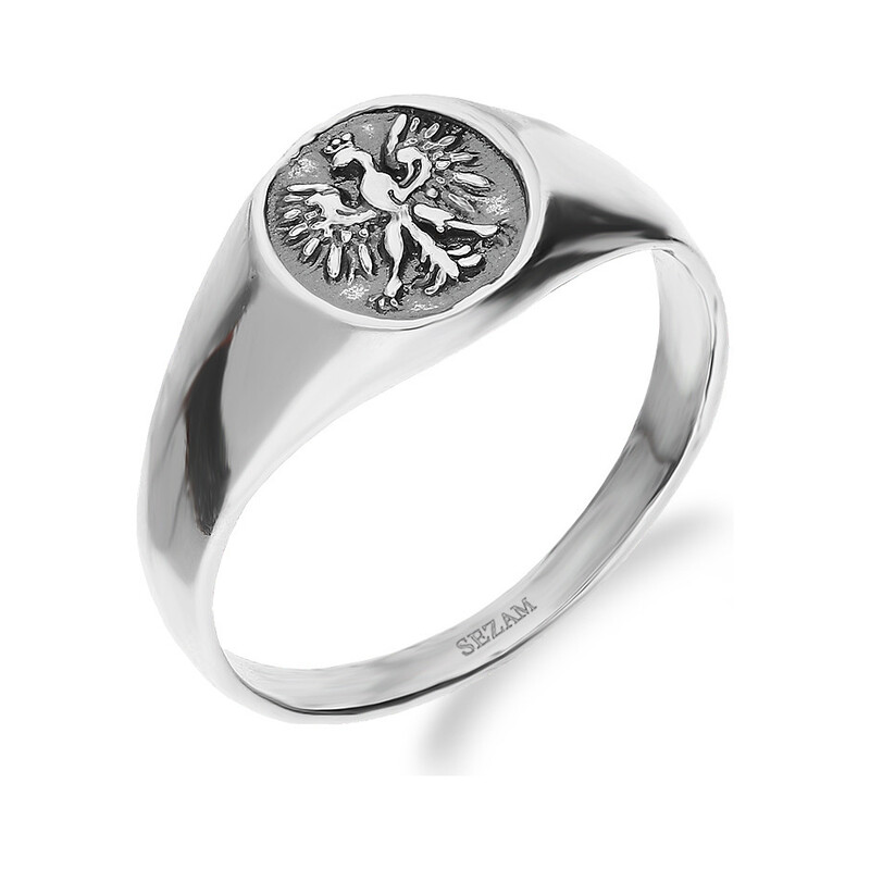 Sygnet srebrny orzeł w kole oksyda SZ015 próba 925