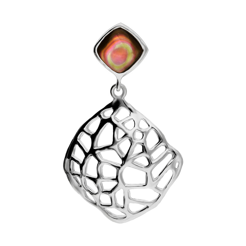 Zawieszka romb siatka z masą perłową br NJ 8004 próba 925