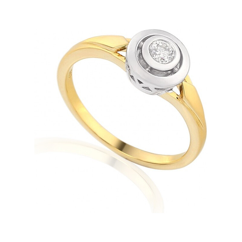 Złoty pierścionek zaręczynowy z diamentem typu JUBILE AW 48325 YW próba 585 Sezam - 1