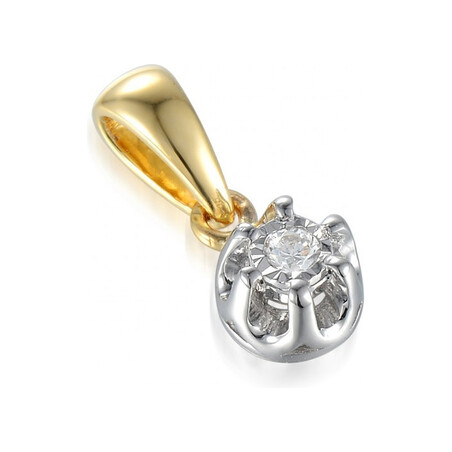 Zawieszka z diamentem Flower nr AW 55114 YW złoto 14 karat Sezam - 1