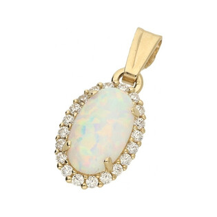 Zawieszka opal biały owal+cyrkonie OS 96-3058 OPL próba 585 Sezam - 1