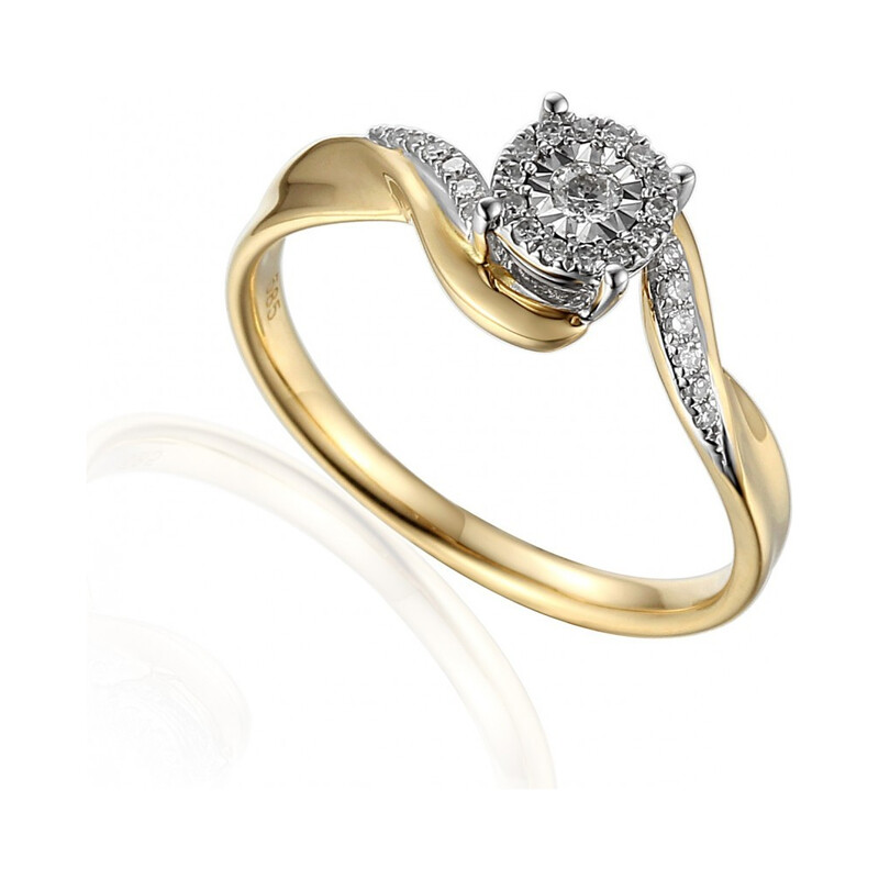 Pierścionek zaręczynowy z diamentami SWEET AW 59042 YW próba 585