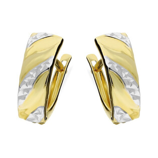 Kolczyki złote blaszki grawerowane w dwóch kolorach