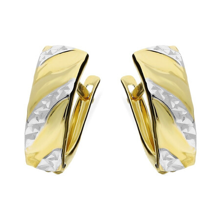 Kolczyki złote blaszki grawerowane w dwóch kolorach