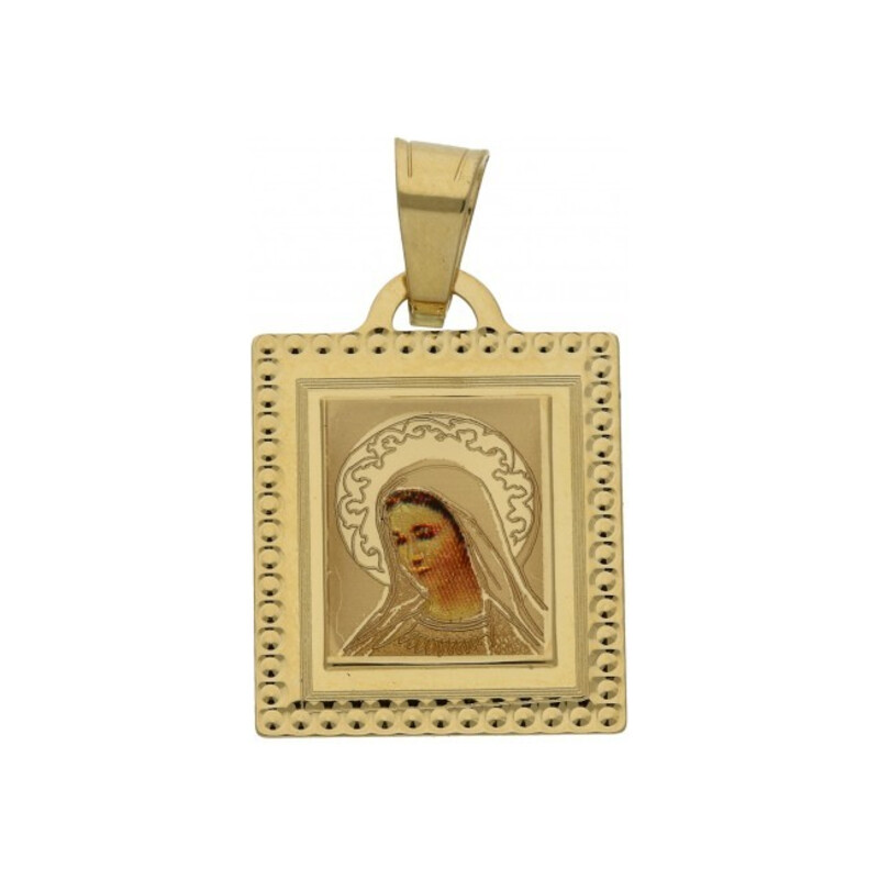 Medalik złoty z wizerunkiem Matki Boskej z emalia nrOS 204-MD11-40 emaliaemalia Au 585 Sezam - 1