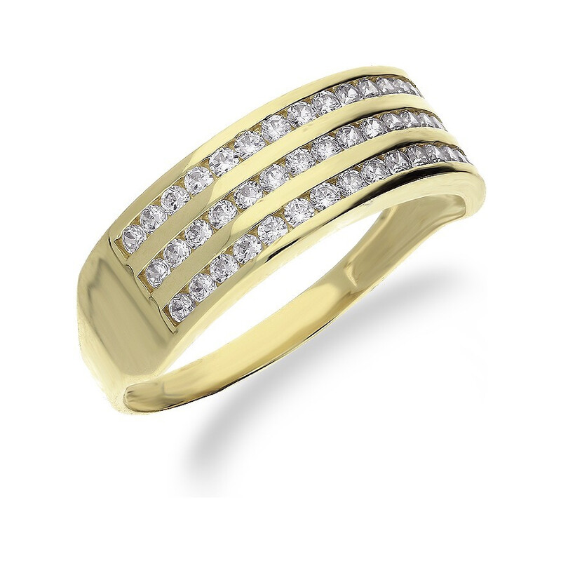 Pierścionek złoty obrączkowy z cyrkoniami nr OS 96-5065 AN Au 585 Sezam - 1