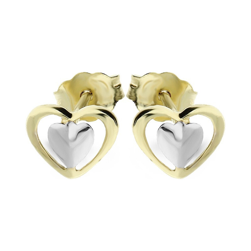 Kolczyki złote serce w sercy dwa kolory nr MZ T23-E-5243-YW Au 333 Sezam - 1