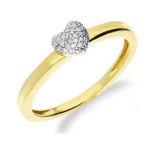 Pierścionek złoty zaręczynowy z diamentami motyw SERCE KU 108239 próba 585 Sezam - 1