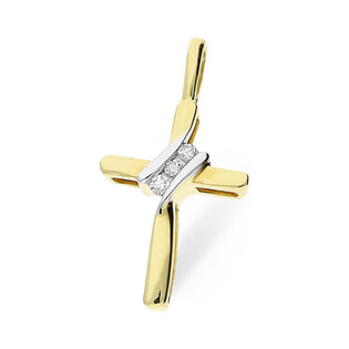 Krzyżyk złoty z diamentami nr KU 102889 Au 585 Sezam - 1