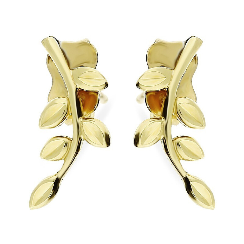 Kolczyki złote gałązki na sztyft nr AR X3E12563-DC Au 585 Sezam - 1