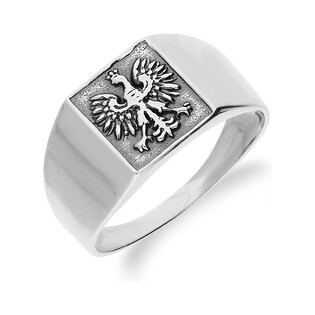 Sygnet męski srebrny z orłem w koronie