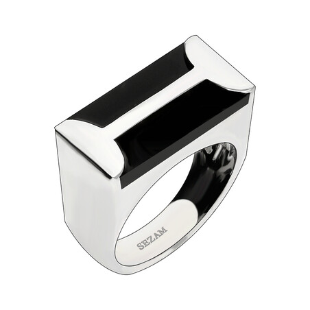 Pierścionek srebrny prostokąt onyks NJ04 3620161 próba 925