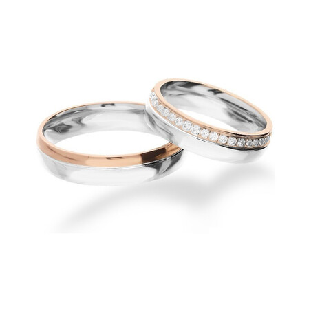 Obrączka srerbna z różowym złoceniem damska z cyrkoniami OL GN23 CR próba 925