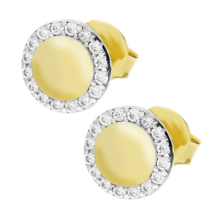 Kolczyki złote kółko blask+cyrkonie wkoło, sztyft nr MZ T5-ES-934-CZ próba 585